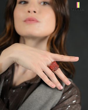 AV48 Aventurine Ring Murano Glass