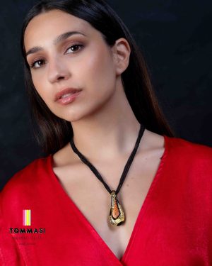 DC86XRO Pendente Dicroico rosso in Vetro di Murano con Foglia Oro 24kt