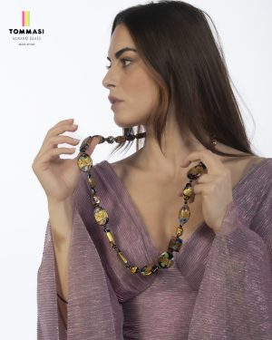 ZCO4547 Collana in Vetro di Murano | Riproduzione Klimt