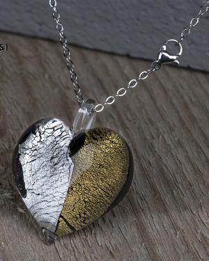 2F102 Pendente foglia oro/argento