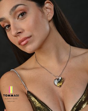 2F82 Cuore piatto foglia oro/argento