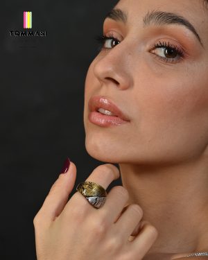 2F45 Anello foglia oro/argento