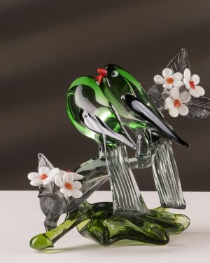 RBS/2F RAMO BASE SOFFIATA Coppia di uccelli Tommasi Murano Glass