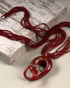 AV226 Nodo dell'amore Collana in Perle conteria Rosso