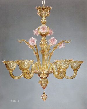 MURANO GLASS CHANDELIER 6 LIGHTS