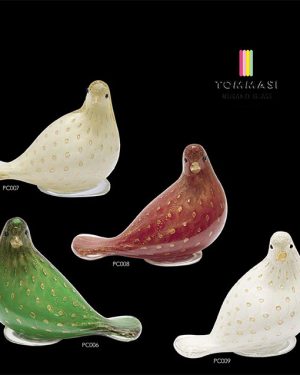 UCCELLI Murano Glass Bird with 24kt Gold Leaf by Tommasi