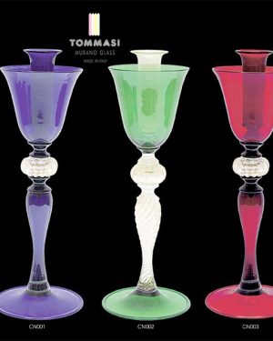 CANDELIERI - Candeliere in vetro di Murano colorato con decorazioni foglia oro 24kt
