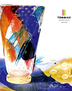 VASO IN VETRO DI MURANO | Vaso astratto foglia oro 24/kt, firma del maestro e certificato di garanzia Tommasi Murano Glass