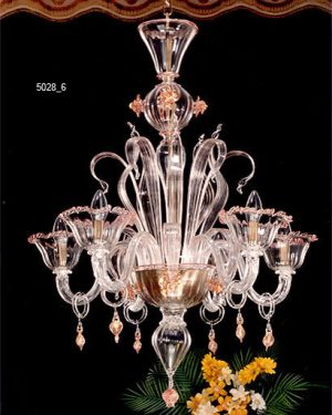 MURANO GLASS CHANDELIER 6 LIGHTS
