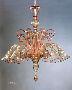 MURANO GLASS CHANDELIER 6 LIGHTS