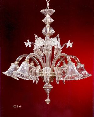 MURANO GLASS CHANDELIER 6 LIGHTS