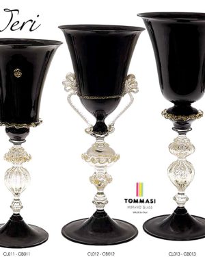 COLLECTIBLE GOBLET Black 24kt Gold - Tommasi Murano Glass